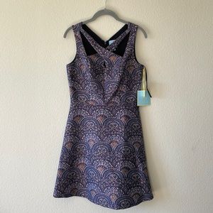 CeCe Purple Jaquard ALine Mini Dress. Size 2